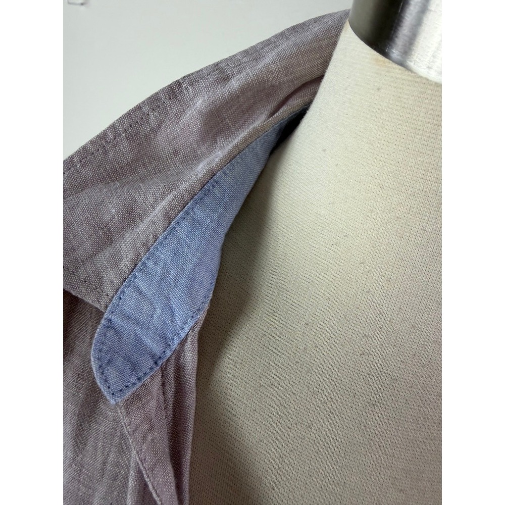 Sigrid Olsen Womens Small Purple 100% Linen Button Up Shirt Roll Tab Sleeve - Picture 7 of 10